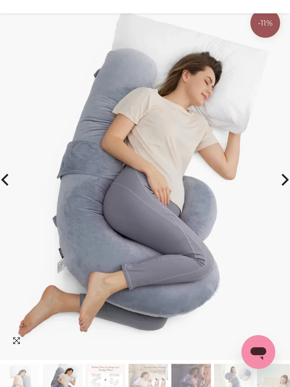 Full-Body Maternity Support Pillow in Gray - Premium Comfort